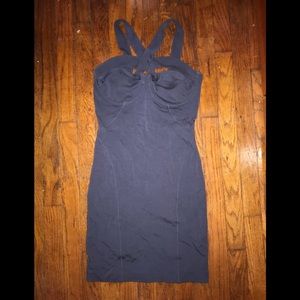 H&M bodycon seam details cutout grey dress sz M